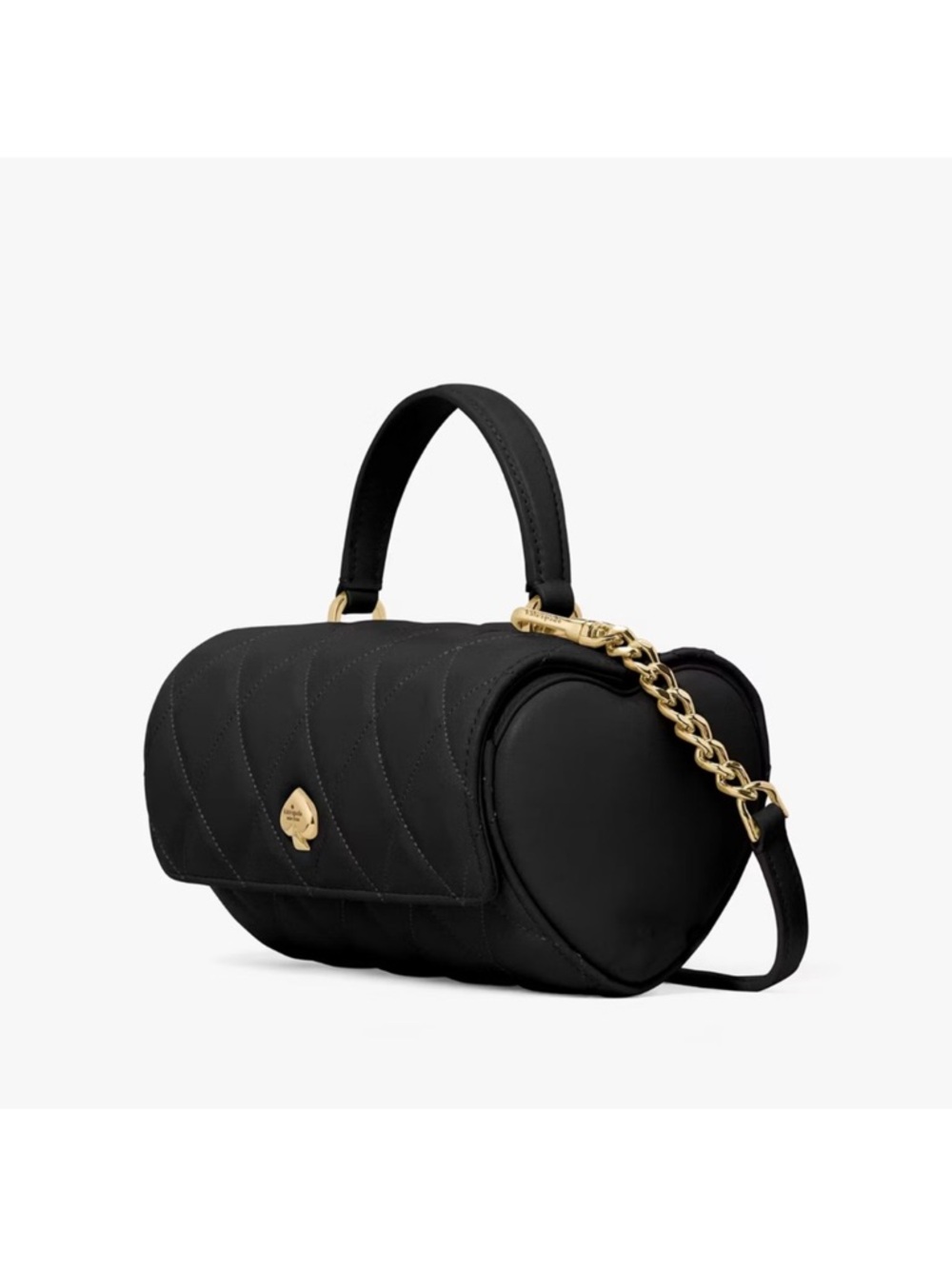 Kate Spade Heart Barrel Quilted Leather Crossbody Bag, Black NWT